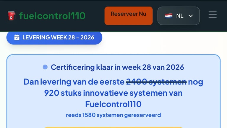 Fuelcontrol110 delivery week 28 2026 announcement showing certification and 920 innovative systems delivery